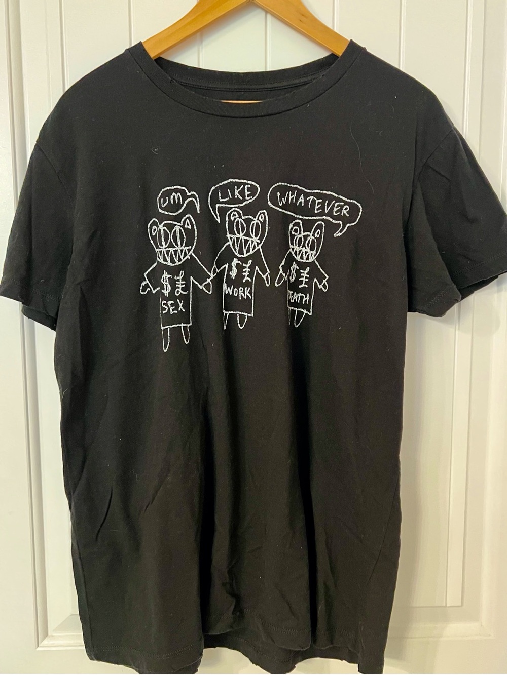 Urban Outfitters Black Radio Head Graphic Short Sleeve Tee w/ White Sketch Bears